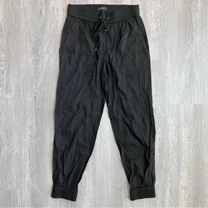 Theory Linen Blend Jogger Pants Women’s Size 2 Black Pull-On High-Rise